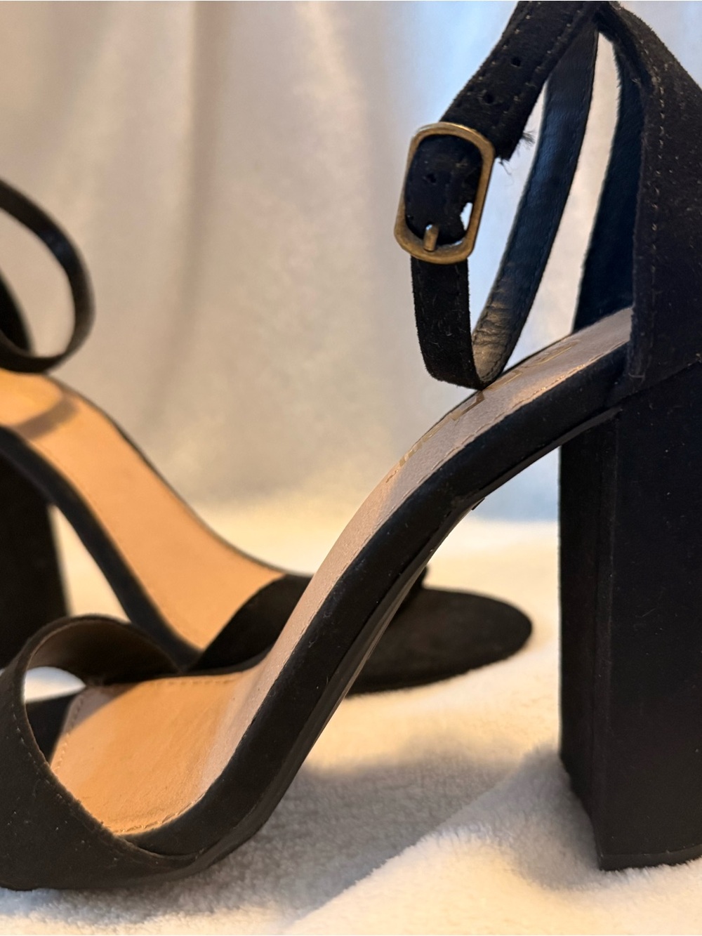 Brash Black Suede Block Heel Sandals